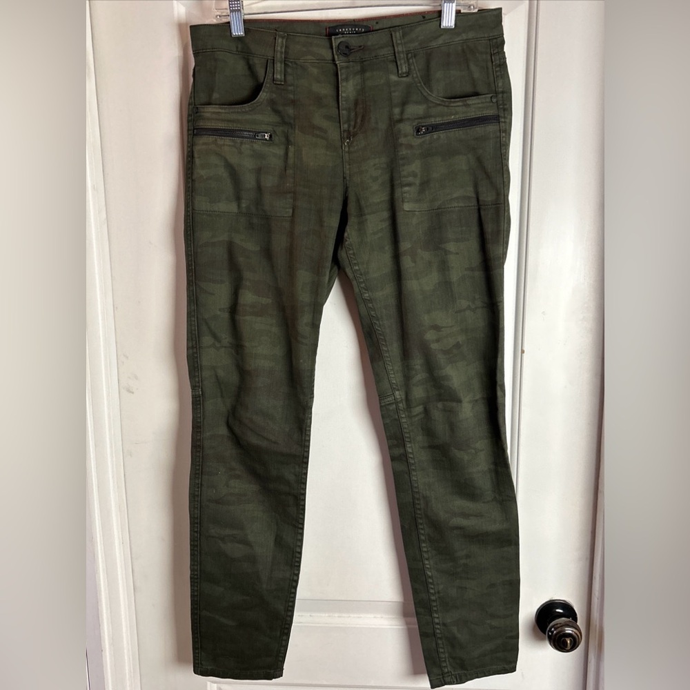 Sanctuary Green Camo Ace Utility Denim Jeans Stretch Women's Size 28 Inseam 30”